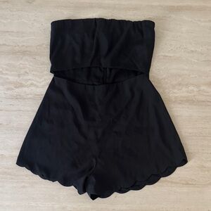 Black Strapless Cutout Romper